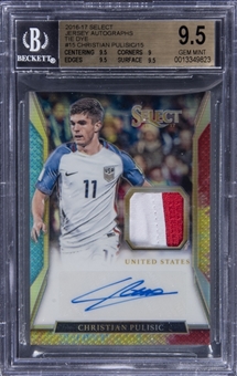 2016/17 Panini Select Jersey Autographs Tie-Dye #JA-CP Christian Pulisic Signed Patch Rookie Card (#15/15) - BGS GEM MINT 9.5/BGS 10